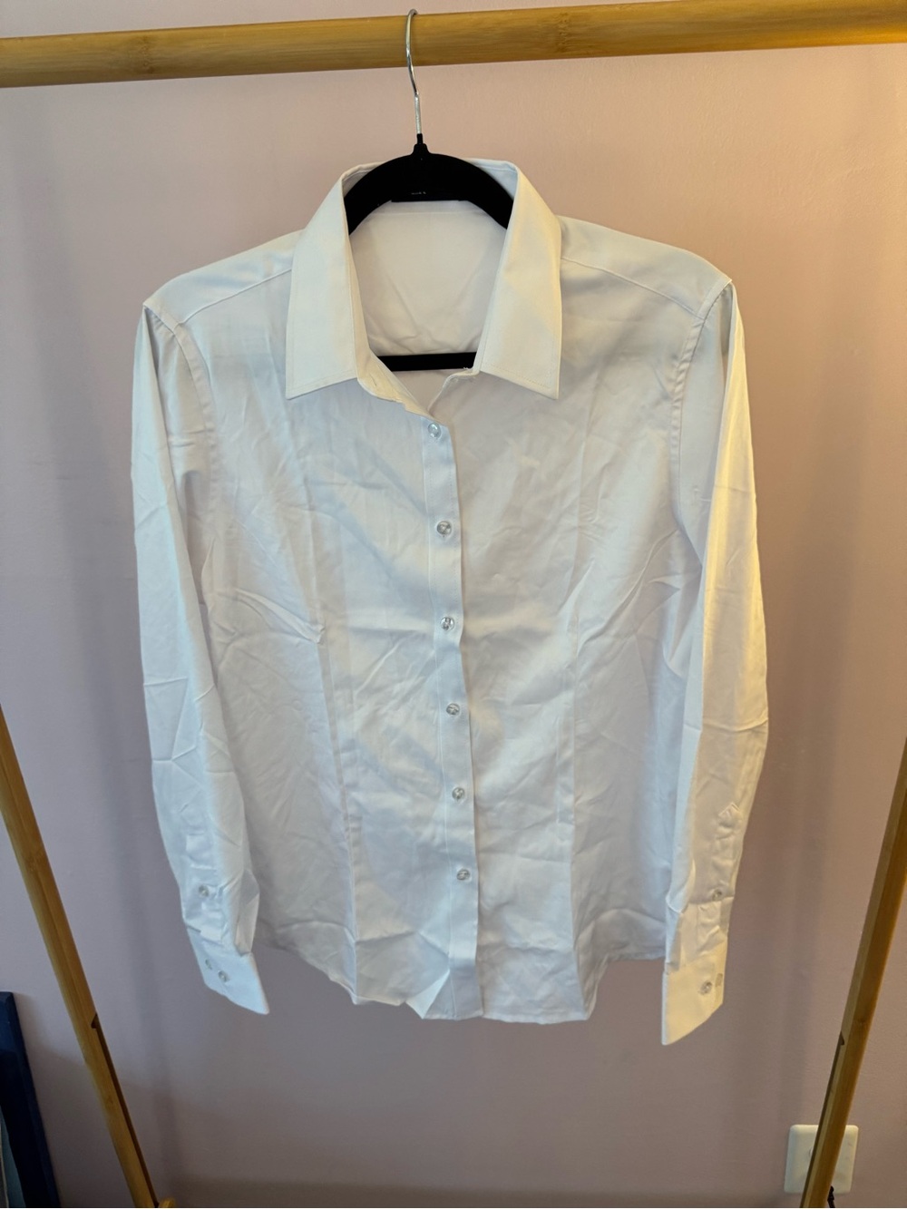 Women's White Button-Down Shirt - Classic Collared Long Sleeve